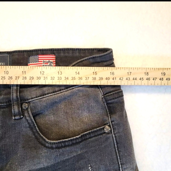 Damati Mens Skinny Moto Style Factory Distressed Black Denim Jeans Sz 36/32 - Picture 5 of 10